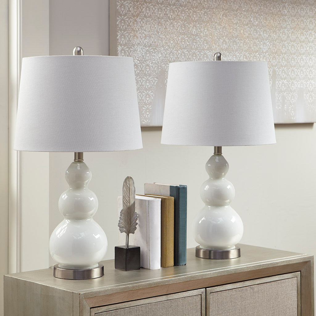 Covey Curved Glass Table Lamp (Set of 2) - White