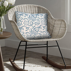 Square Accent Pillow, Paisley Floral Pattern, Soft Cotton Cover 18x18" - Blue, White