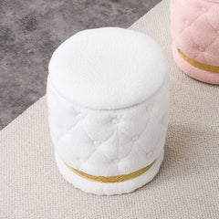Teddy Velvet Stool Chair with Storage Space - White