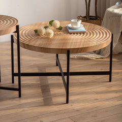 Modern Thread Design Round Coffee Table (Set of 2)