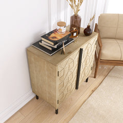 Wooden Cabinet Retro Accent with 2 Doors