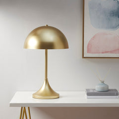 Dome-Shaped 2-Light Metal Table Lamp - Gold