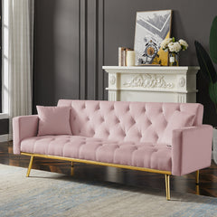 PINK Convertible Folding Futon Sofa Bed, Sleeper Sofa Couch