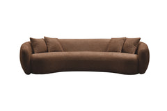 102'' 5-Seater Boucle Sofa Modern Sectional Half Moon Leisure Couch Curved Sofa - Teddy Fleece Brown