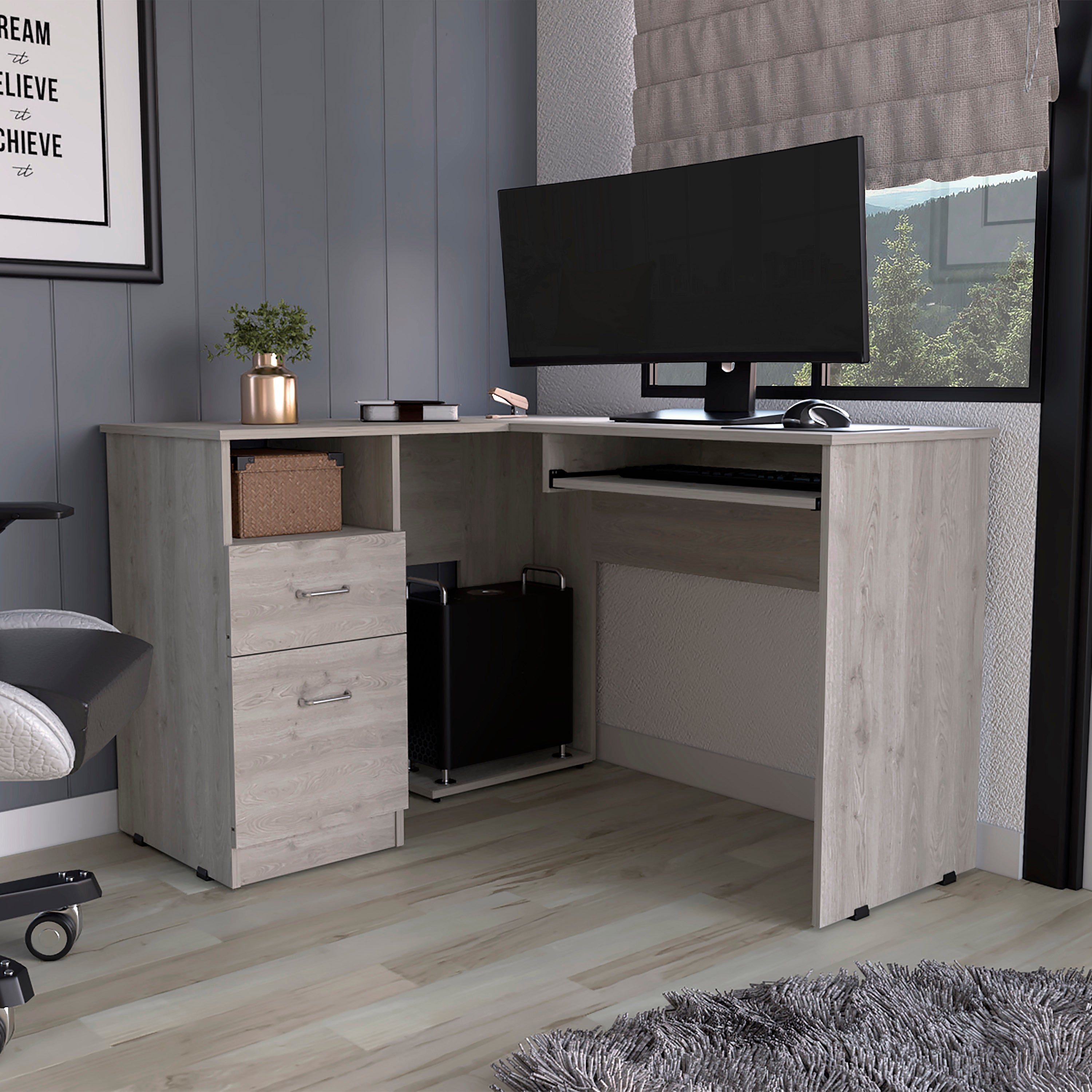 Light Grey Computer Desk