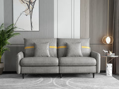 3-Seat Sofa Couch, Mid-Century Tufted Love Seat for Living Room, Bedroom, 2 Pillows Included,three-seater sofa - Gray