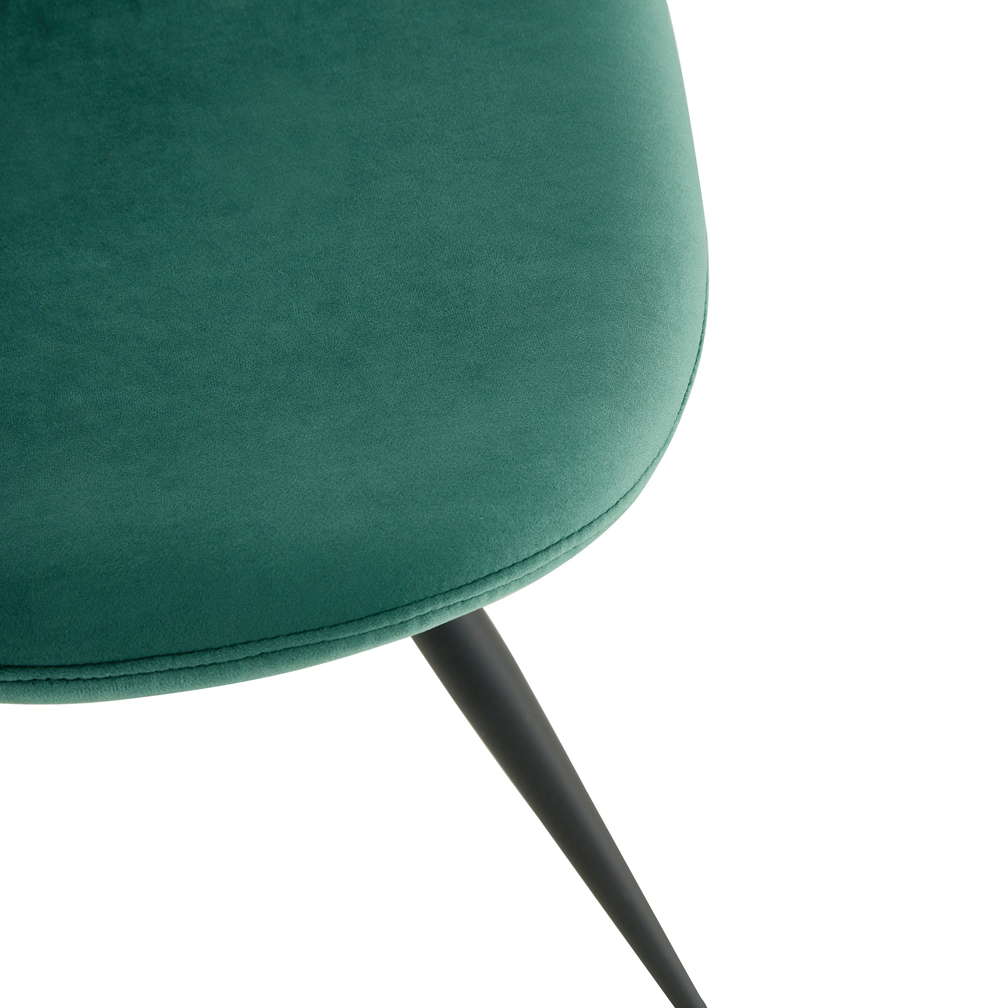 Modern Velvet Dining Chairs with Metal Legs (Set of 2) - Green