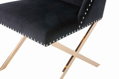 Modern Black & X-shaped Rose Gold Dining Chair