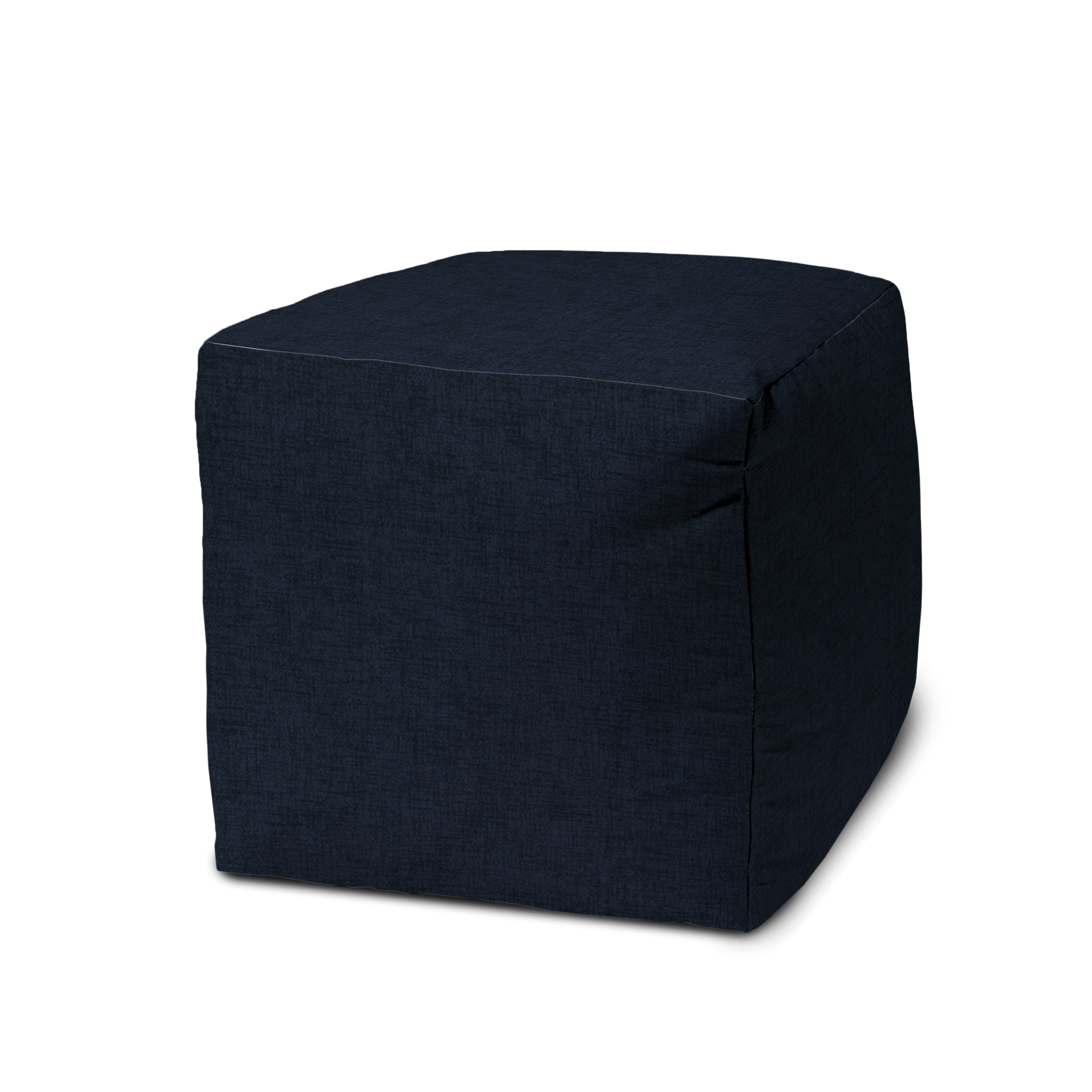 Navy Indoor/Outdoor Pouf - Zipper Cover with Polystyrene Bead Insert - 17 x 17 x 17 Cube
