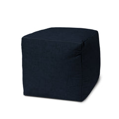Navy Indoor/Outdoor Pouf - Zipper Cover with Polystyrene Bead Insert - 17 x 17 x 17 Cube
