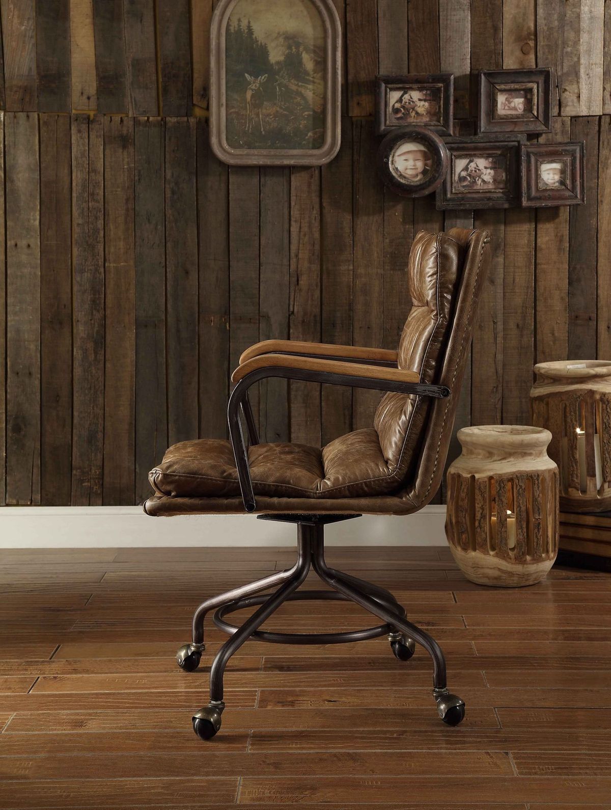 Vintage Office Chair, Top Grain Leather - Whiskey