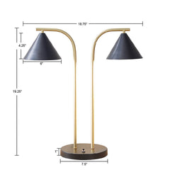Bower 2-Light Metal Table Lamp with Chimney Shades - Black