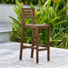 Mid Century Modern Patio Wood Bar Chair (Set of 2) - Brown