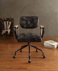 Vintage Office Chair, Top Grain Leather - Black
