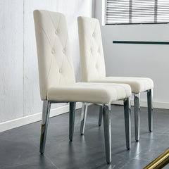 Modern Style Kitchen Upholstered High backrest Dining Chairs (Set of 2) - Beige
