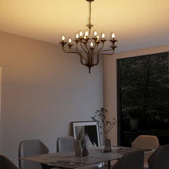 Retro American style stamen-shaped iron chandelier -12 bulbs -E12 lamp holder