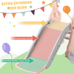 Toddler Slide and Swing Set 3 in 1, Kids Playground Climber Swing Play set with Basketball Hoops Freestanding Combination Indoor & Outdoor