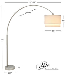 81"H Double Shade Marble Base Floor Lamp - Brushed Nickel