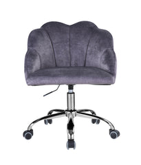 Modern Flower Office Chair - Dark Grey Velvet & Chrome Finish