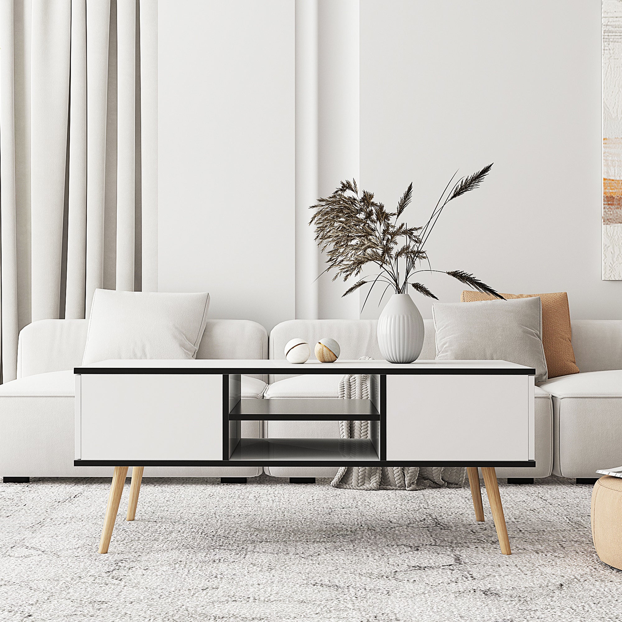 White Coffee Table Wooden legs