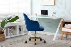 Velvet Swivel Shell Chair - Navy