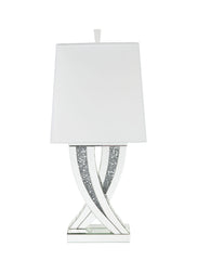 30'' Silver Table Lamp, Mirrored & Faux Diamonds