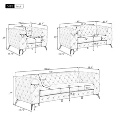 Modern Sofa Upholstered Couch, Button Tufted Back Metal Legs Decor