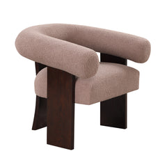 The Curved Wishbone Frame Accent Chair Teddy Velvet - Light Brown