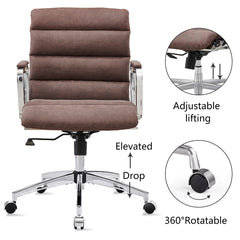Modern Swivel Office Desk Chair Luxury Executive Boss Ergonomic Computer Chair - Antique Brown