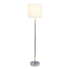 Brushed Nickel Drum Shade Floor Lamp - White