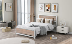 Full Size Platform Bed No Box Spring Needed- White