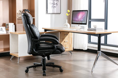 Office Desk Chair with High Quality PU Leather Adjustable Height/Tilt 360-Degree - Black