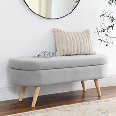 Ottoman Oval Storage Bench - Grey