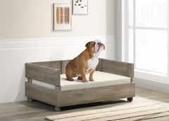 Rustic Grey 36" Wide Modern Comfy Pet Bed with Cushion