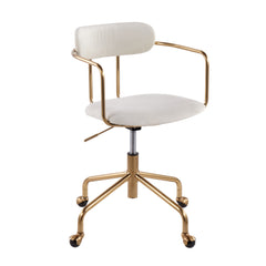 Contemporary Office Chair - Gold Metal and Cream Velvet