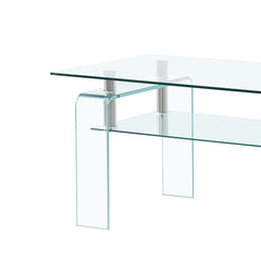 Modern Clear Glass Coffee Table- Tempered Glass