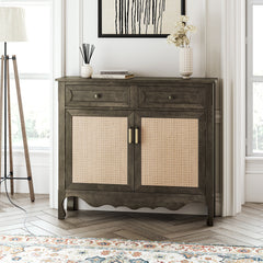 36'' Tall 2 - Door Accent Cabinet - Grey Wood
