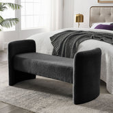 52" Bench Contemporary Design Ottoman - Black Teddy