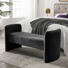 52" Bench Contemporary Design Ottoman - Black Teddy