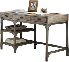 Rustic Desk - Weathered Oak & Antique Silver