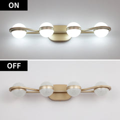 LED Bathroom Vanity Lights Fixtures, 4-Lights Brushed Brass Globe Glass Shade Over Mirror