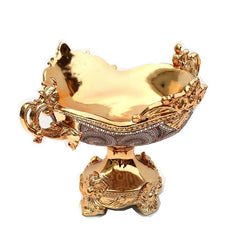 Chrome Plated Crystal Embellished Ceramic Fruit Platter