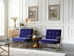 Modern Blue & Gold Accent Chair