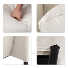 Fabric Loveseat Sofa, Modern Design Linen Sofa Couch with Metal Legs, Soft 2 Seater Sofa for Living Room, Bedroom, Reading Room and Office - Beige