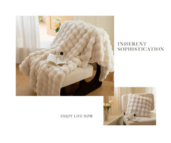Large Cream Throw Blanket for Couch and for Bed, Soft and Cozy - Faux Fur Light Brown