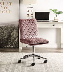 Modern Lozenge Style Office Chair - Pink Velvet