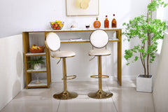 Bar Stools with Back and Footrest Counter Height Dining Chairs (Set of 2) - Beige