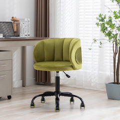 Zen Zone Velvet Leisure Office Chair, can rotate 360 degrees, with pulley - Olive Green