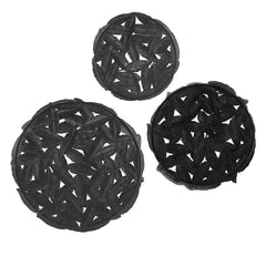 Rossi Textured Feather 3-piece Metal Disc Wall Decor Set - Grey