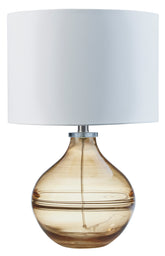 Amber White Glass Contemporary Table Lamp